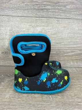 Bogs Waterproof 14f Colorful Splatter Multi Toddler Boy Sz 6 Pull On Rain Boots